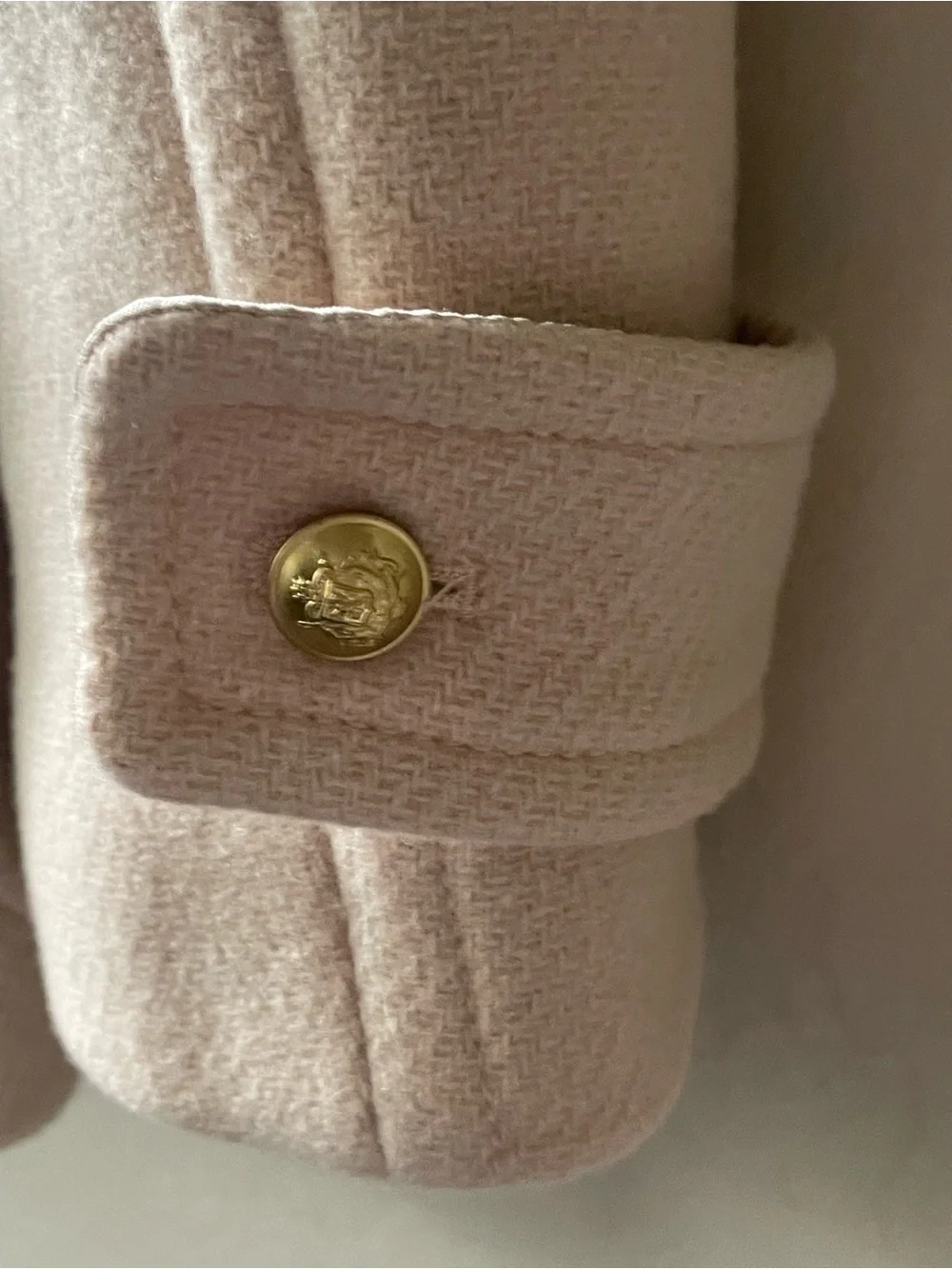 J. Crew Double-Breasted Peacoat in Blush Pink with Gold Buttons - Picture 8 of 14